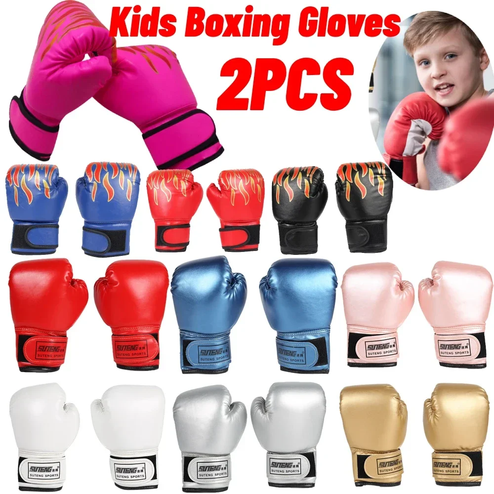 2 stücke Kinder Boxhandschuhe PU Leder MMA Kampfhandschuhe Boxsack Kickboxen Thai Handschuhe Professionelle für Kinder Kind Training Image