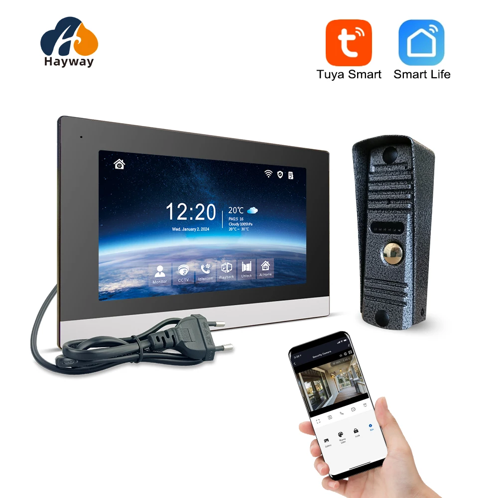 Hayway Home Visuelle Gegensprechanlage 1080P Video-Türklingelkamera für Wohnung 7 "Tuya Smart Full Touch Monitor Unterstützung Bewegungserkennung Image