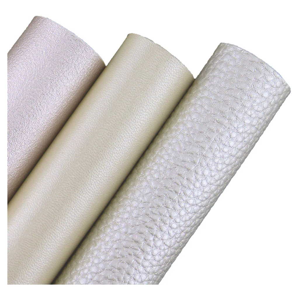 30x134cm Rolle Perlweiß Litschi Litschi Strukturmuster Kunstglatter synthetischer Kunstlederstoff für Handtaschen HM021 Image