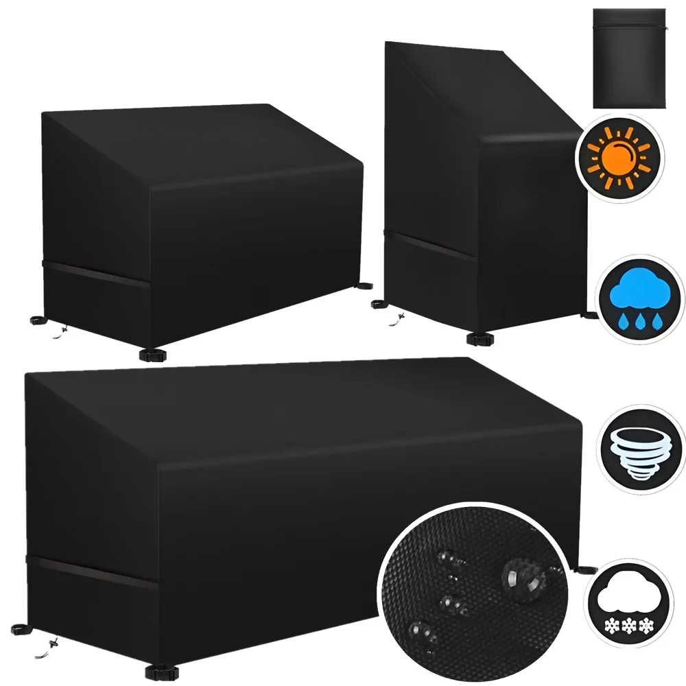 Wasserdichte Gartenbankbezüge 210D Oxford 1/2/3 Sitzer Terrassenstuhl Sofabezug Staub Sonnenschutz Gartenmöbelbezug Image