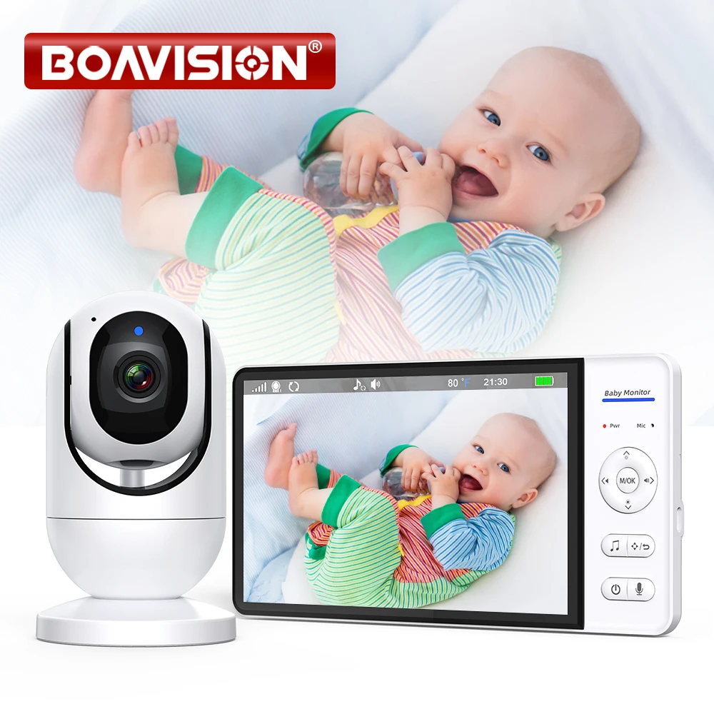 Video Baby Monitor 7'' 1080P HD Großes Display 4X Zoom TF Karte Slot Fütterung Timer 2 weg Audio Sicherheit Kamera Babysitter ABM780 Image