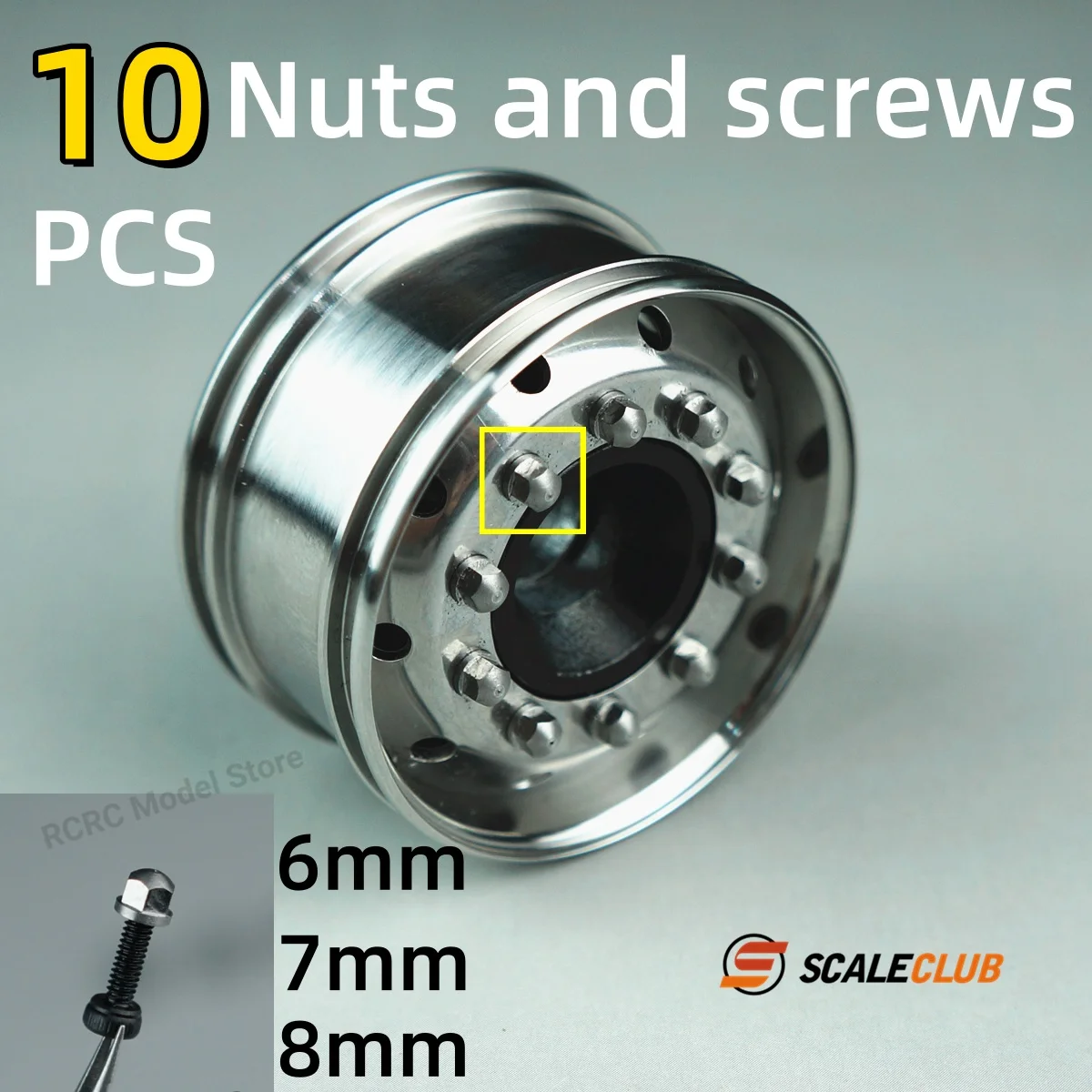 10 Stück Scaleclub RC Felgenschrauben und Muttern 6 mm 7 mm 8 mm Länge für Tamiya Lesu 1/14 Traktor LKW Actros Anhänger Autoteile Image
