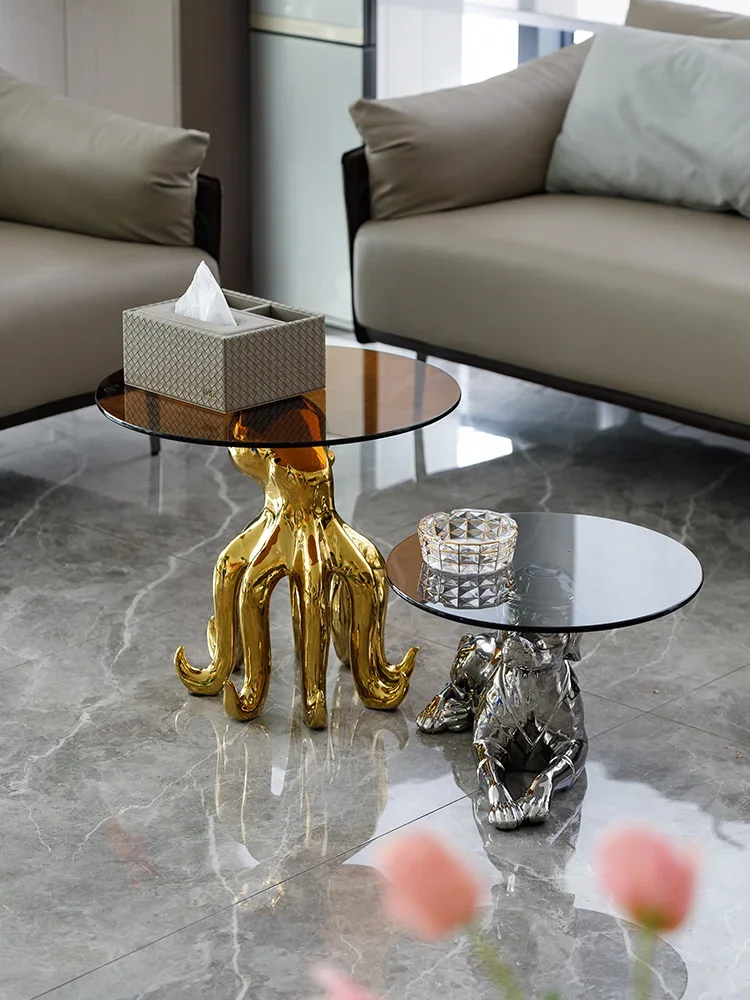Nordic Möbel Kaffee Tische Octopus Glas Beistelltisch Kreative Wohnzimmer Möbel Wohnaccessoires Tier Nachttisch