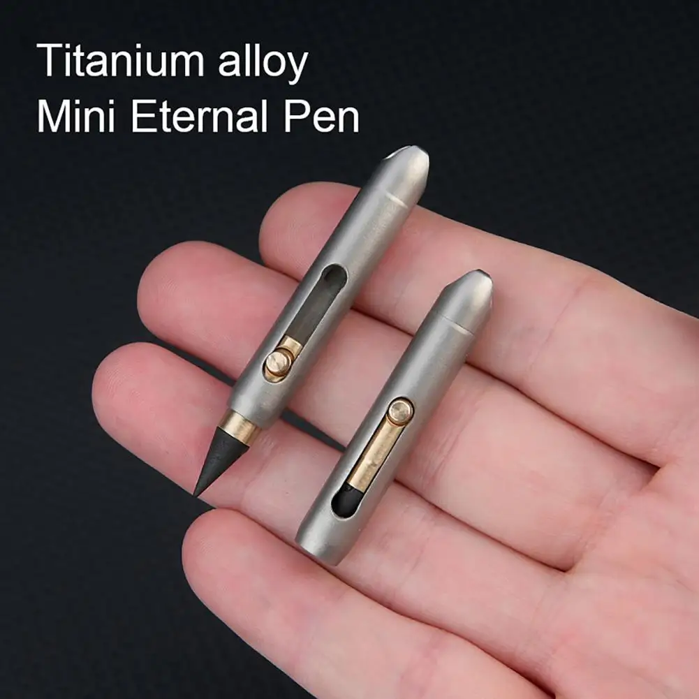 Eternal Pen Mini-Kugelschreiber aus Titanlegierung, 2 Kugelschreiber und Bleistifte in einem austauschbaren EDC-Nachfüll- und Bleistiftspitze, glattes Schreibwerkzeug Image