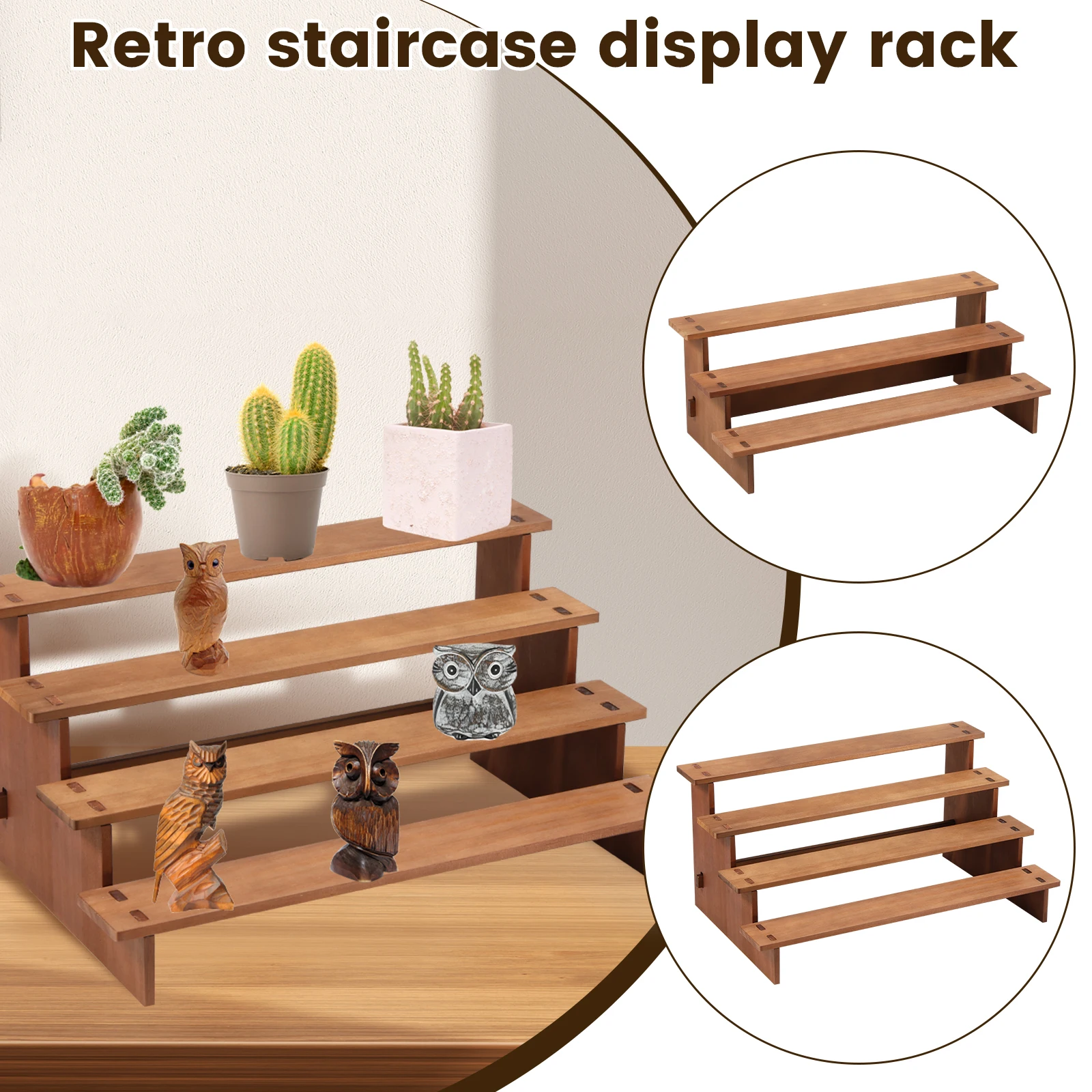 3/4-lagiger Vintage-Präsentationsständer aus Holz, Cupcake-Ständer aus Holz, platzsparender Dessert-Präsentationsständer, abgestufter Präsentationsständer für Cupcakes