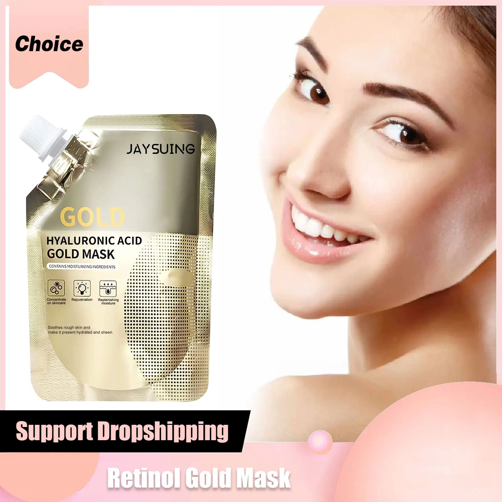 Gold Peel Off Gesichtsmaske Sanfte Ölkontrolle Gesichtsmaske Feuchtigkeitsspendend Reinigen Poren Gesichtsmaske Entfernt Schmutz Reißende Maske Hautpflege Image
