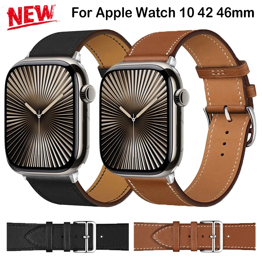 Leder-Uhrenarmband für Apple Watch Band 46 mm 44 mm 49 mm 45 mm 42 mm 40 mm 38 41 mm Armband iWatch Serie 10 Ultra 9 8 7 6 5 4 3 SE Image