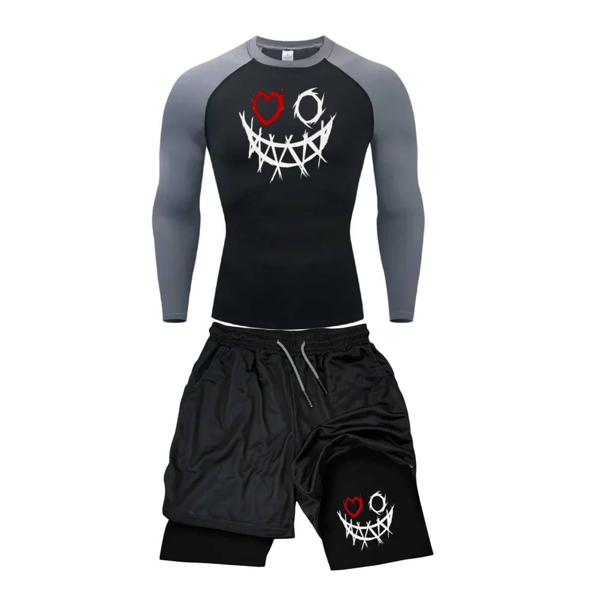 2 stücke männer Kompression Sportswear Anzug GYM Enge Sport Yoga Sets Training Jogging MMA Fitness Kleidung Trainingsanzug Hosen Sporting Image