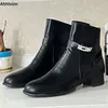 Ahhlsion echte Fotos Frauen Winter Stiefeletten flach mit Absätzen runden Zehen hübsche schwarze Freizeit schuhe Damen uns plus Größe 5-20