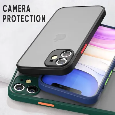 Luxus stoßfeste Rüstung Matte Hülle für iPhone 13 14 15 12 11 Pro Xs Max X XR 8 7 Plus SE Mini Silikon klare harte PC Cover Cases