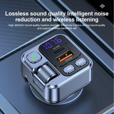 Autoladegerät 30 W Schnellladeadapter FM Bluetooth Sender Freisprechanruf mit Spannungsmonitor Image