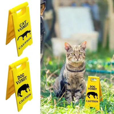 Kleines Katzen-Erbrochenes-Schild, Garten- und Hofwarnschild, Fußgänger im Bereich, Bodenschild, Ornament, Geschenk, Hunde-Erbrochenes-Schild, Hofschilder  Image