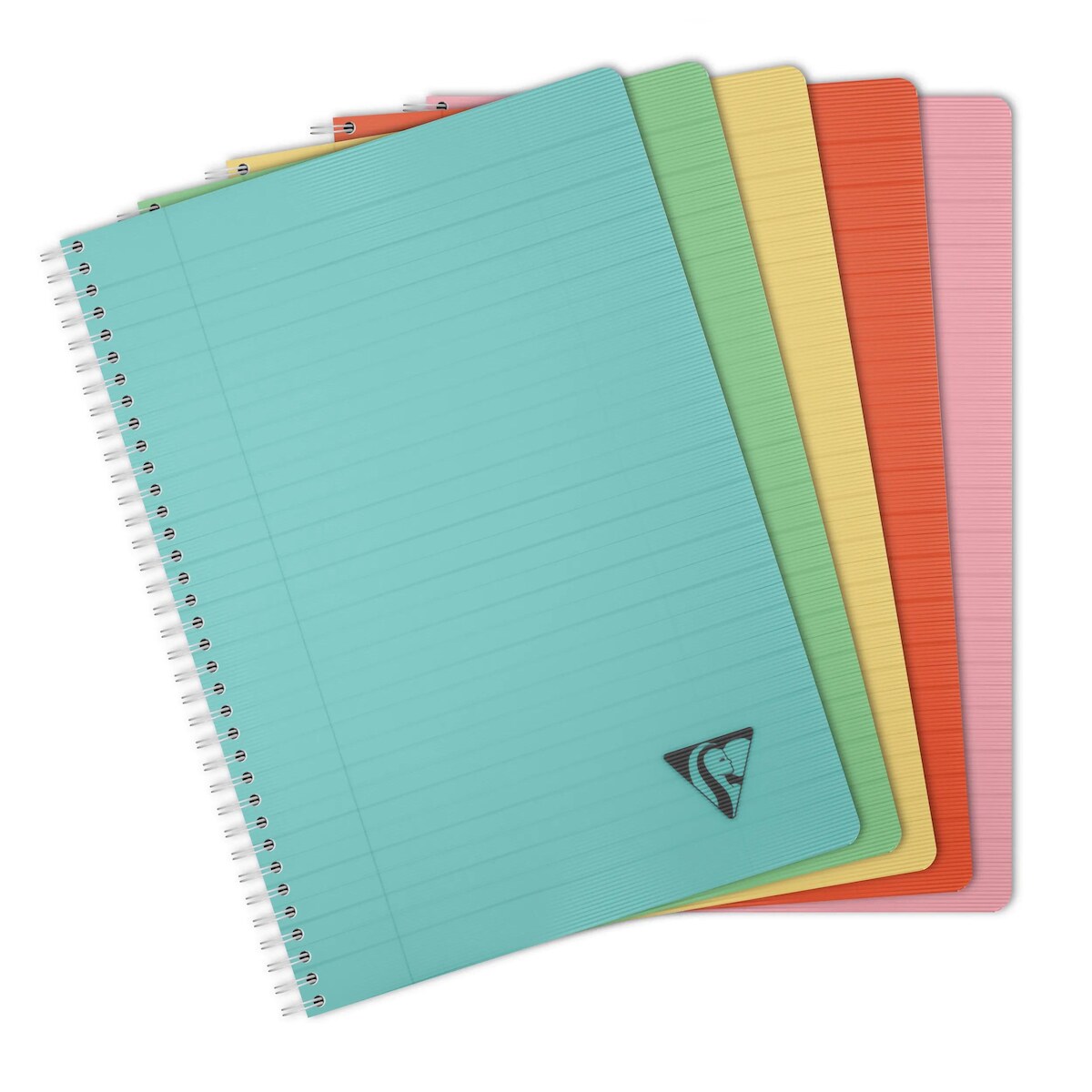 Clairefontaine 5x Linicolor ESSENCE, Spiralbuch A4, 90 Blatt liniert mit Rand 90g, Doppelspiralbindung, Einband aus gerilltem PP - Sortiert 327146C Image