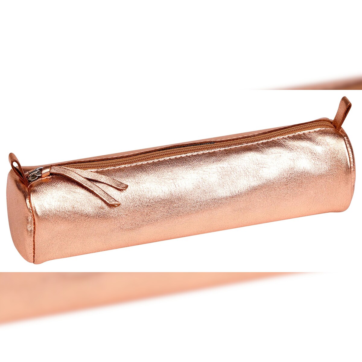 Clairefontaine 8x Cuirisé, runde Schlampermäppchen aus glänzendem Leder, Ø 5,5x22 cm, Sortierung Klassische Farben - 410194C Image