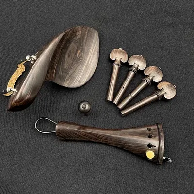1 set High quality 4/4 violin Natural ebony wood accessories parts fittings,Tailpiece+Tuning