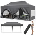 Gazebo popup Pavilion 3x6m Gazebo pieghevole impermeabile Tenda per feste 6 pannelli laterali Completamente chiuso UV 50+ Altezza regolabile 2-3M