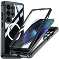 Vetro temperato 9H 360 ° Custodia a copertura totale per Samsung Galaxy S25 Ultra S25 Edge Pro S24 FE S24 Custodia protettiva per telefono con caricabatterie ultra wireless