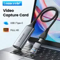 Scheda di acquisizione video Lemorele USB 2.0 compatibile HDMI con USB/Tipo-c Grabber di giochi Registra 1080P per Switch Xbox PS4/5 Trasmissioni in diretta