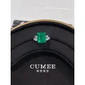CUMEE Semplice Classico Tre Anelli di Pietra Coltivato Anello di Smeraldo Verde Sintetico per Donna Placcato in Argento Oro Taglia USA 5-9