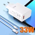 Caricatore rapido USB 33W QC 3.0 per Xiaomi 14/13/12/11/10 Ultra Redmi Note 12T/13 Pro/K60/K50 POCO F5 Adattatore di alimentazione spina UE/USA