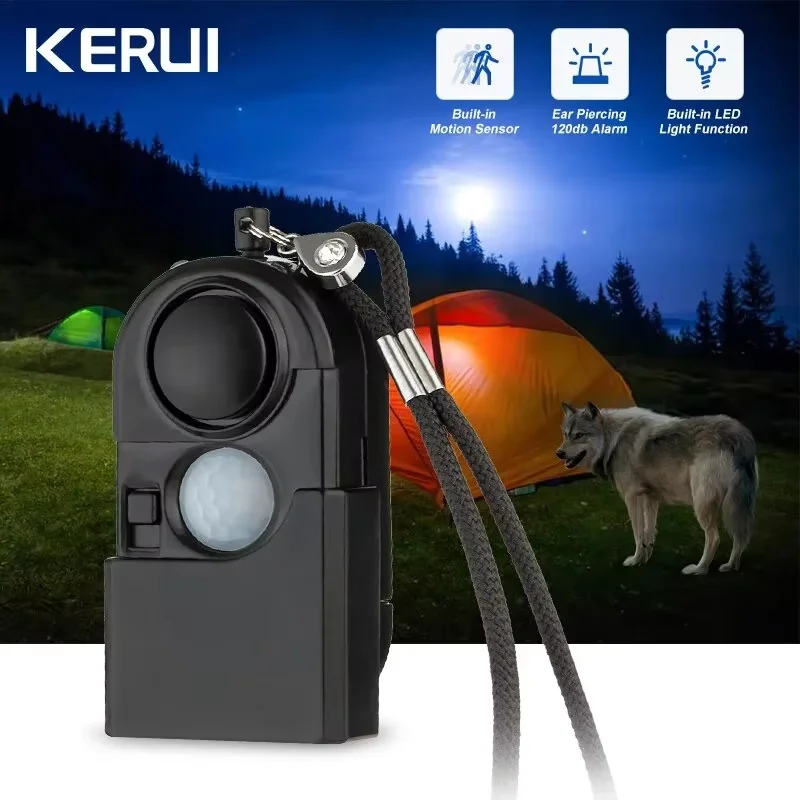 KERUI Mini rilevatore di movimento portatile Allarme 120DB Sirena SOS Allarme di sicurezza a luce LED per viaggi a casa Allarmi personali sicuri per bambini