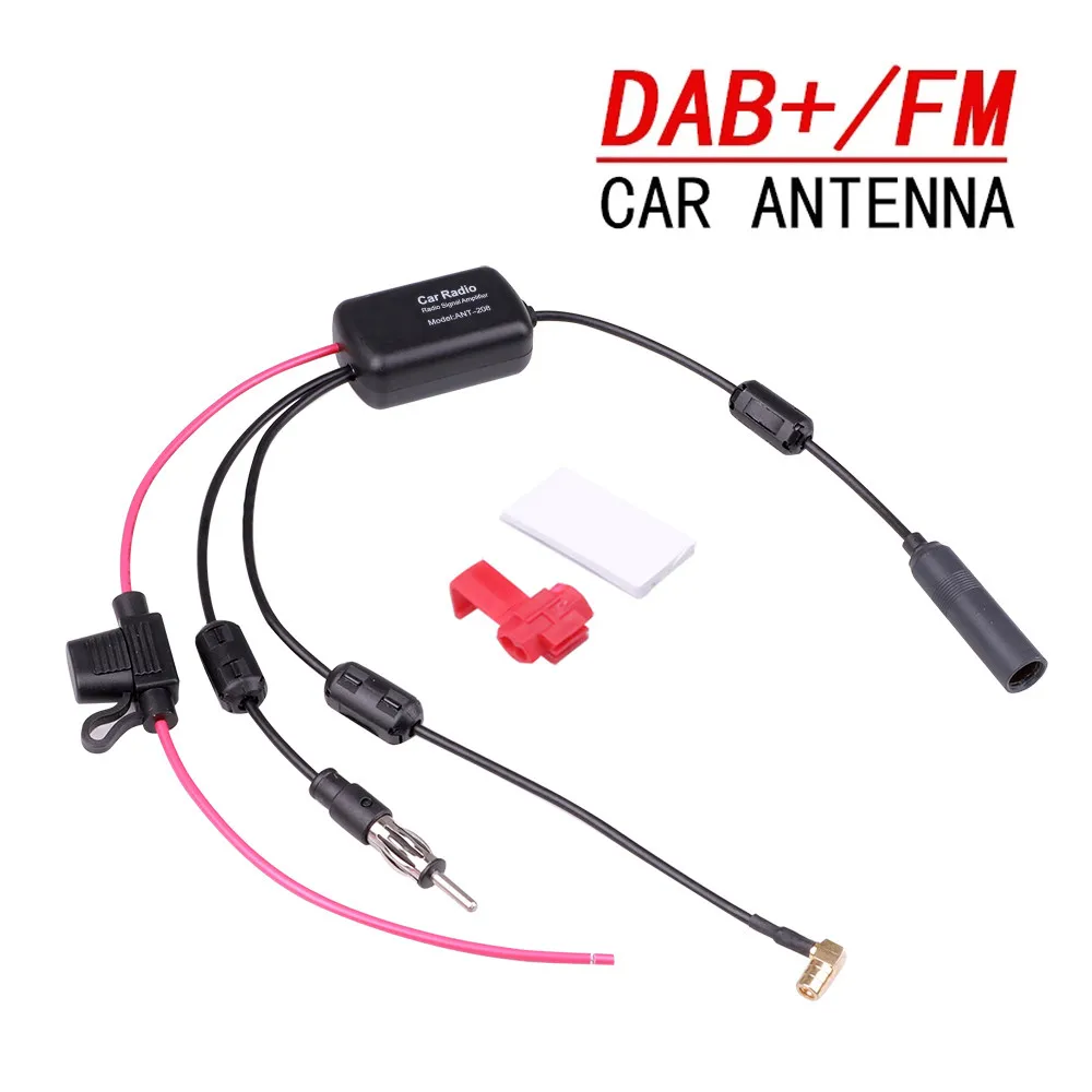 DAB + FM Antenna stereo per auto Adattatore cavo splitter aereo 12V Amplificatore di segnale radio Antenna Ripetitore di segnale FM/AM Accessori auto