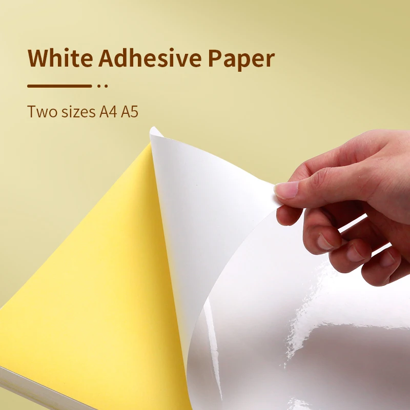 Carta autoadesiva bianca A4 Carta per etichette adesive A5 Foglio di carta con superficie lucida opaca per stampante laser a getto d'inchiostro Copiatrice scrivibile