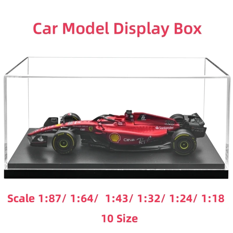 11 dimensioni 1/87 1/64 1/43 1/32 1/24 1/18 acrilico trasparente modello di auto scatola di visualizzazione copertura antipolvere scatola pre fatta pressofusa di stoccaggio professionale