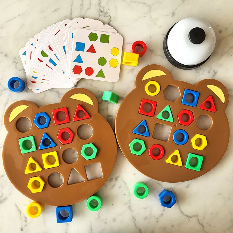 1 Set Little Bear Geometry Matching Puzzle Puzzle Montessori Education Block gioco da tavolo interattivo genitore-figlio