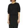 Sweatshirt S.OLIVER, Damen, Gr. 42, schwarz, Obermaterial: 47% Modal, 41% Polyester, 12% Elasthan, unifarben, casual, regular fit taillenbedeckt, Rundhals, Halbarm Bündchen, Sweatshirts, mit Halbarm