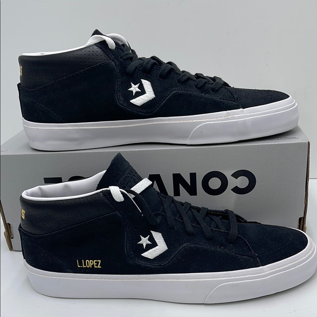 Converse Shoes | Converse Black High-Top Men's Shoes 171331c Louie Lopez Pro Mid Black/Black/Whit | Color: Black/White | Size: Various