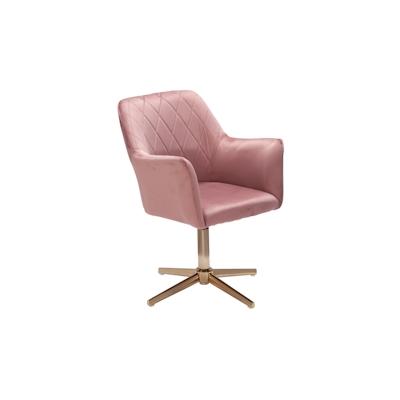 KADIMA DESIGN Schreibtischstuhl Rosa Samt Design Drehstuhl mit Lehne, Schalenstuhl 120 kg Höhenverstellbar, Arbeitsstuhl ohne Rollen, Stuhl Schreibtisch Image