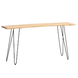 KADIMA DESIGN Schreibtisch 150x36x75 cm Akazie Massivholz / Metall Computertisch Baumkante, Homeoffice Bürotisch Massiv mit Haarnadelbeinen in Schwarz, Holztisch Image