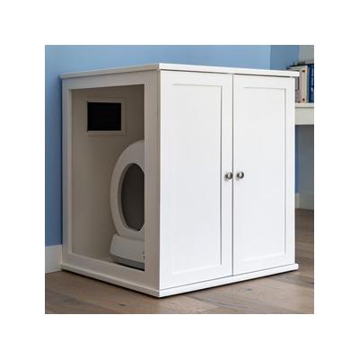 The Refined Feline Self Cleaning Litter Box Cabinet, White