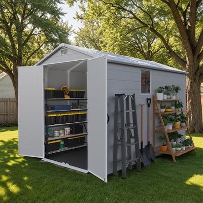 Patiowell 6x4 FT & 6x6 FT& 6x8 FT & 6x10 FT Vertical Plastic Outdoor Storage Shed With Floor