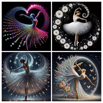 TEMU 4-pack Diamond Painting Kits, Latin Themed, Round Acrylic Mosaic Craft Set, Creative Diy Handmade Gift With Decorative Artwork For Holidays And Birthdays