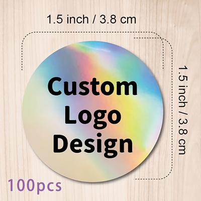 TEMU Business Custom Logo Waterproof Vinyl Holographic Circle Sticker Label For Image