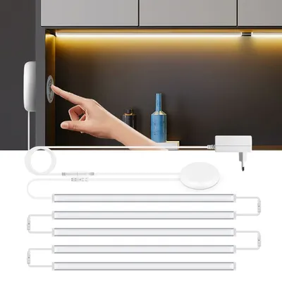 Under Cabinet LED Bar Light Linkable LED Strip Light With Penetrable Wood Touch Sensor Dimmable Switch For Kitchen Cabinet Shelf
