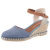 Sandalette VERBENAS "MALENA SERRAJE", Damen, Gr. 36, blau (hellblau), Veloursleder, Leder, Textil, casual, Schuhe, Sommerschuh, Riemchensandale, Urlaubschuh mit Keilabsatz