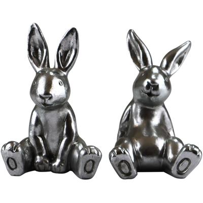 Dekofigur AM DESIGN "Hase", silber (silberfarben), B:26,5cm H:40,5cm T:28cm, Polyresin, Dekofiguren, Osterdekoration aus Polyresin Image
