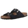 Pantolette MAN'S WORLD, Herren, Gr. 40, blau (dunkelblau), Veloursleder, klassisch, Schuhe, Schlappen, Sommerschuh, Hausschuh mit vorgeformtem Fußbett