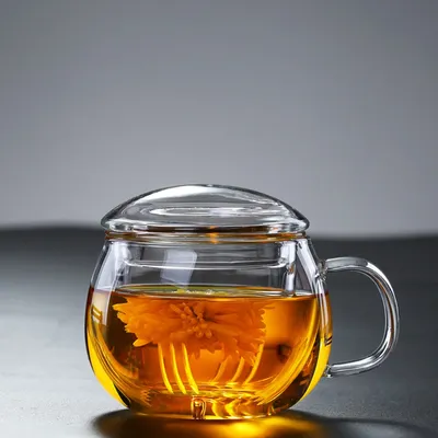350ML Filterable Glass Teapot Heat-resistant Thickened Teapot High-borosilicate Glass Flower Teacup Glass Tea Mug Set