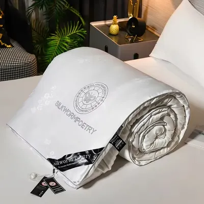 Monochrome Quilted Comforter, 100% Silk, Quilted Quilt, Thick Blanket, King and Queen Size, Full Size, High Quality, Winter