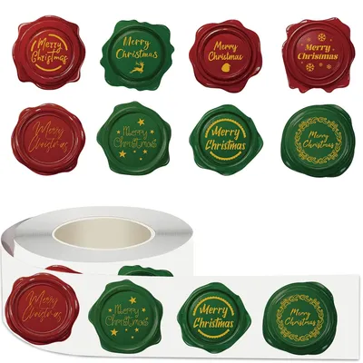 500PCS Frohe Weihnachten Geschenk Aufkleber Siegel Wachs Geformt Selbst-klebe Label Weihnachten Neue Jahr Party Geschenke Box Dekoration Image