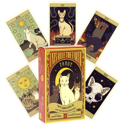 10.3*6cm Katzen regieren das Erd tarot: 78-Karten-Deck für die Katzen besessenen Image