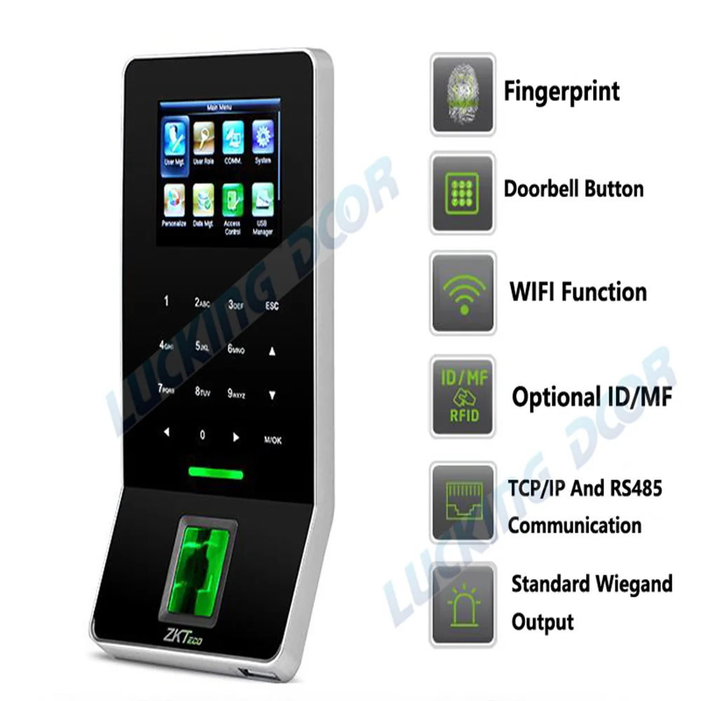 2,4 Zoll LCD Biometrische WIFI Fingerabdruck Zugangskontrolle Zeiterfassungssystem TCP/IP RJ45 Fingerabdruckleser ZK F28 Image
