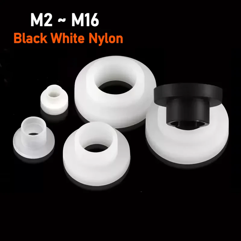 M2 M3 M4 M5 M6~M16 Schwarz Weiß T-förmige Nylon-Unterlegscheibe Kunststoff-Abstandshalter Konkav Konvexe Schraube Buchse Hülse Isolierdichtung Image