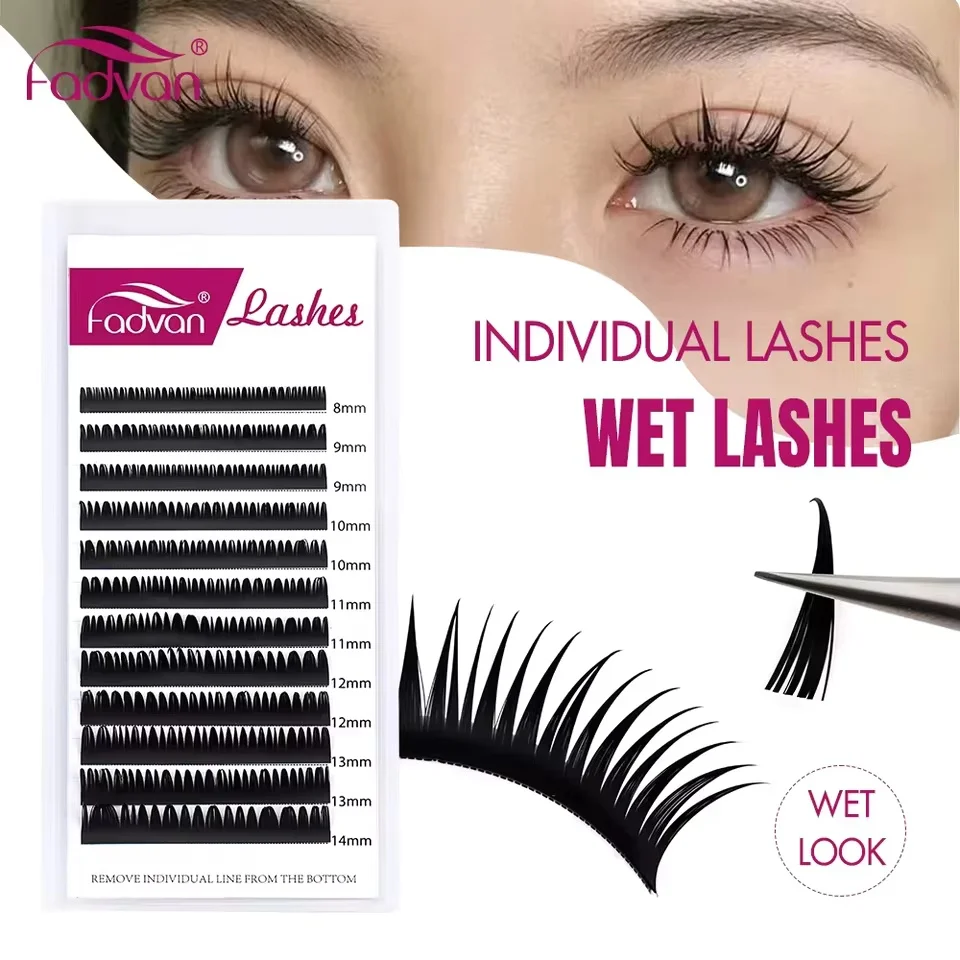 FADVAN Wet Individual Extensions Wimpern C/D Curl 812/814 mm Spike Style Klassische künstliche Nerz-natürliche gewellte gefälschte Wimpern Image