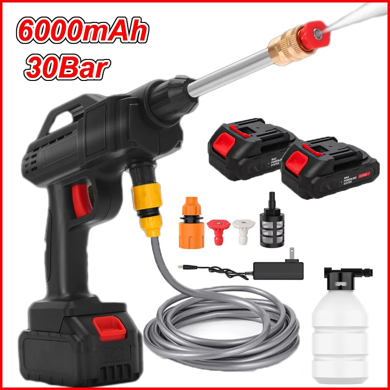 30bar 600w schnur lose Hochdruckhebel-Wasch sprüh wasser pistole 21V wiederauf ladbare Auto wasch druckwasser waschmaschine