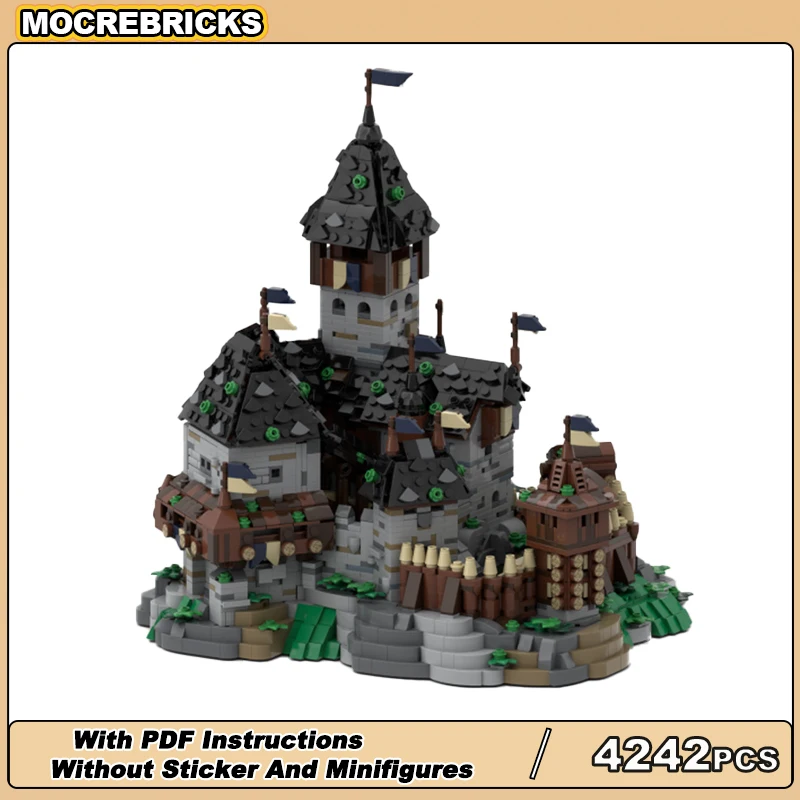 Mittelalterliche modulare Architektur Serie Mini Blaustein Schloss Montage Haus Modell MOC Baustein Granulat Ziegel Spielzeug Kind Geschenk Image